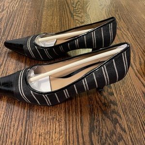 Black and Tan striped heels